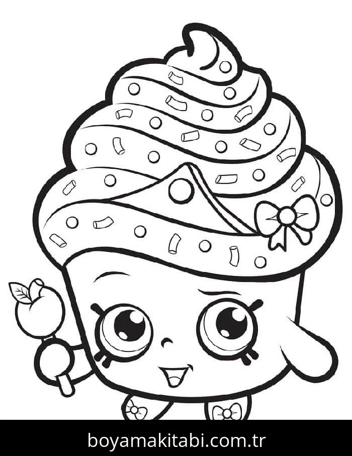 Shopkins boyama sayfası – çizgi film temalı, basit çizim