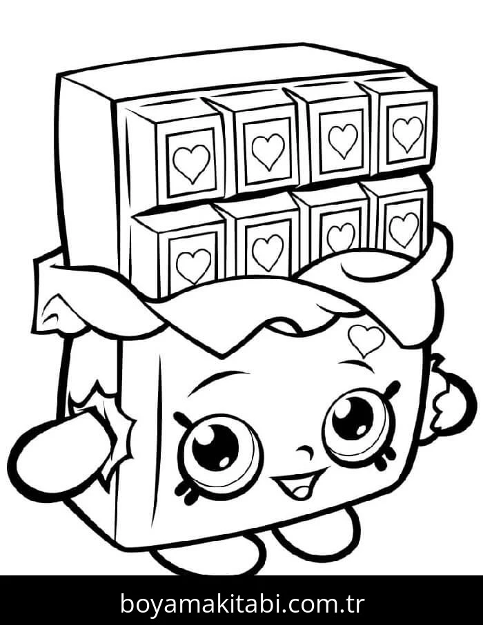 Shopkins boyama sayfası – kolay boyama, eğitici aktivite