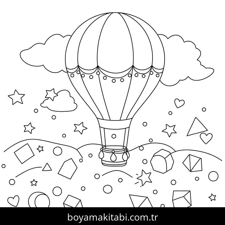 Sıcak Hava Balonu boyama sayfası #66 – sınıf etkinliği, kolay indirilebilir
