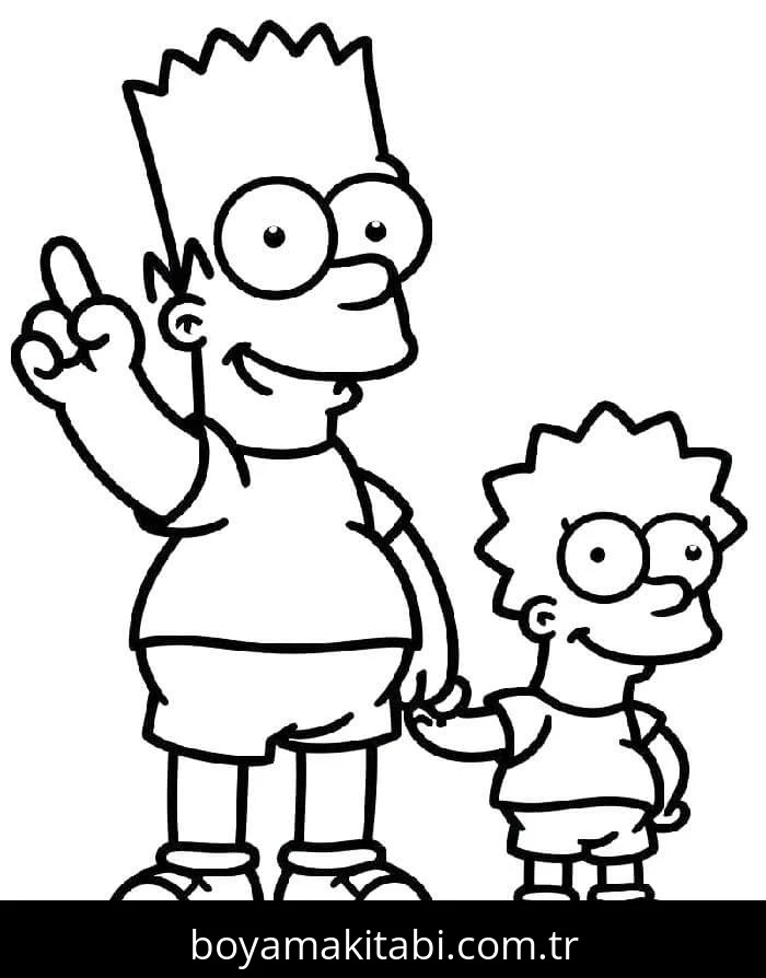 Simpsonlar boyama sayfası – renkli çizimler, okul öncesi