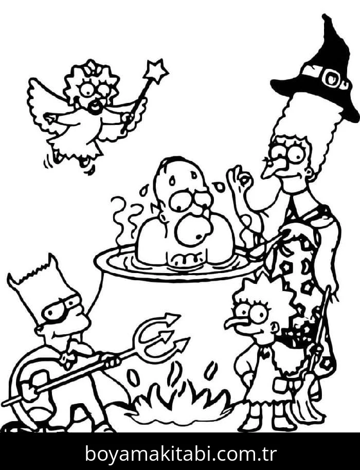 Simpsonlar boyama sayfası – sanatsal çalışma, çocuklar için