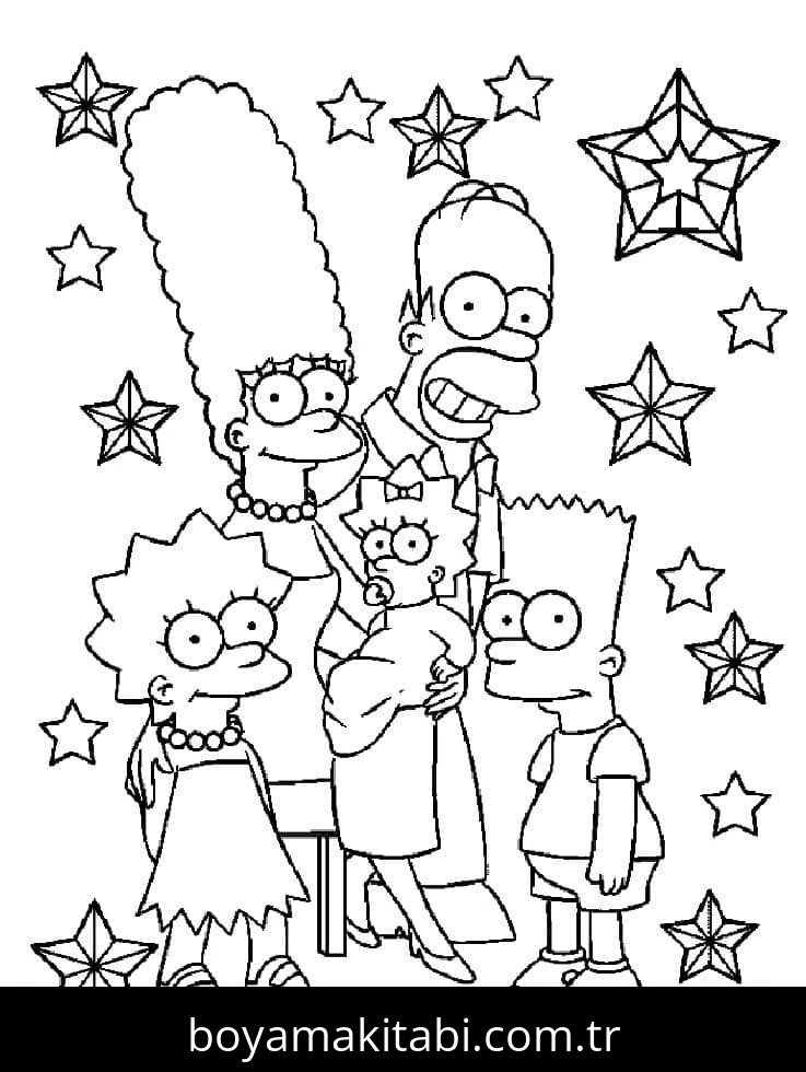 Simpsonlar boyama sayfası – renkli çizimler, okul öncesi
