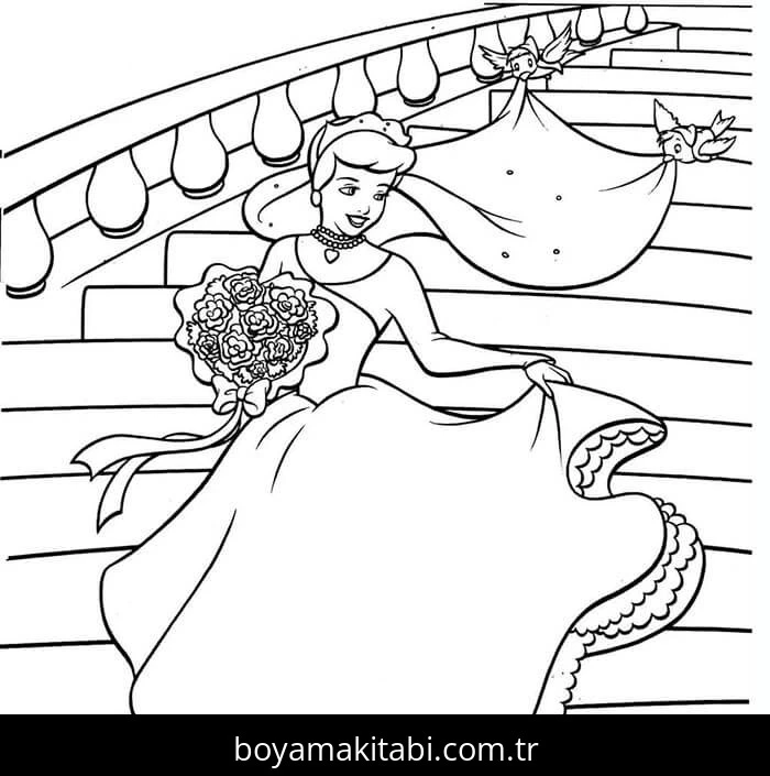 Sindirella boyama sayfası – çocuk aktivitesi, PDF indir