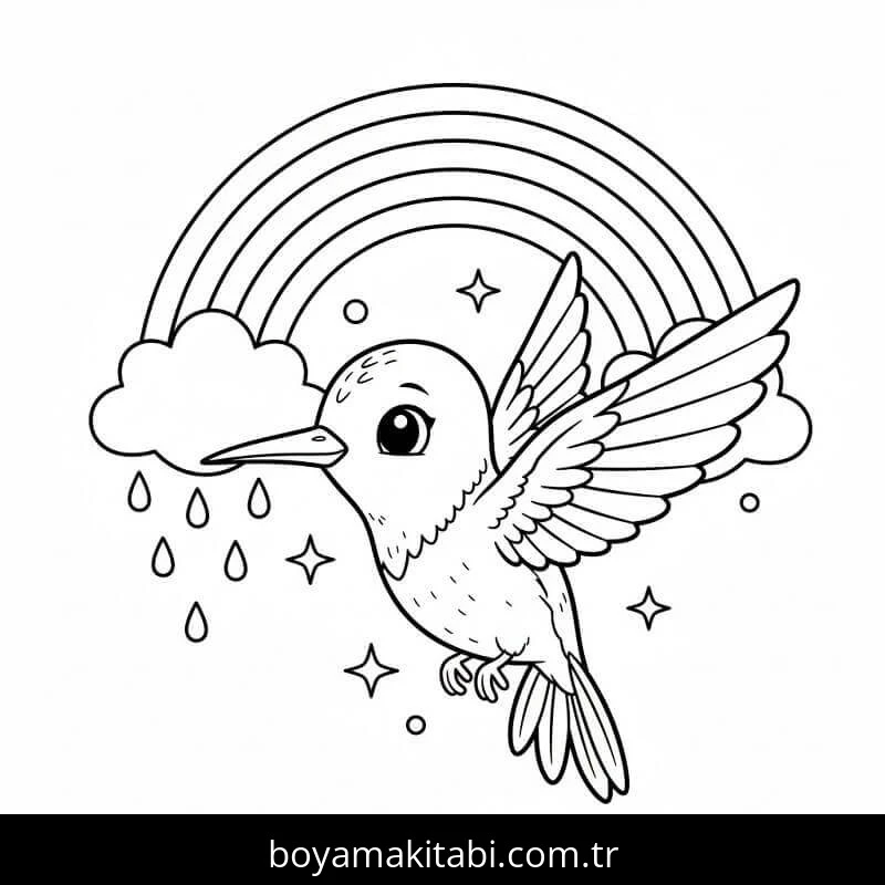Sinek Kuşu boyama sayfası – el becerilerini geliştirir, boyama çalışması