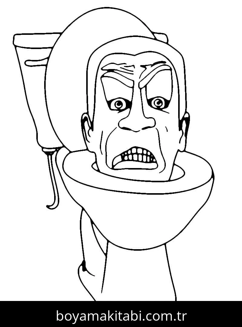 Skibidi Toilet boyama sayfası – çocuk aktivitesi, PDF indir