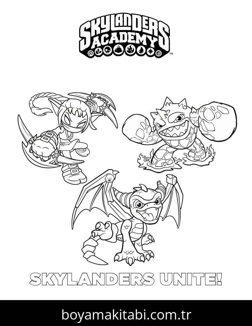 Skylanders boyama sayfası – çocuklar için, çizgi film temalı