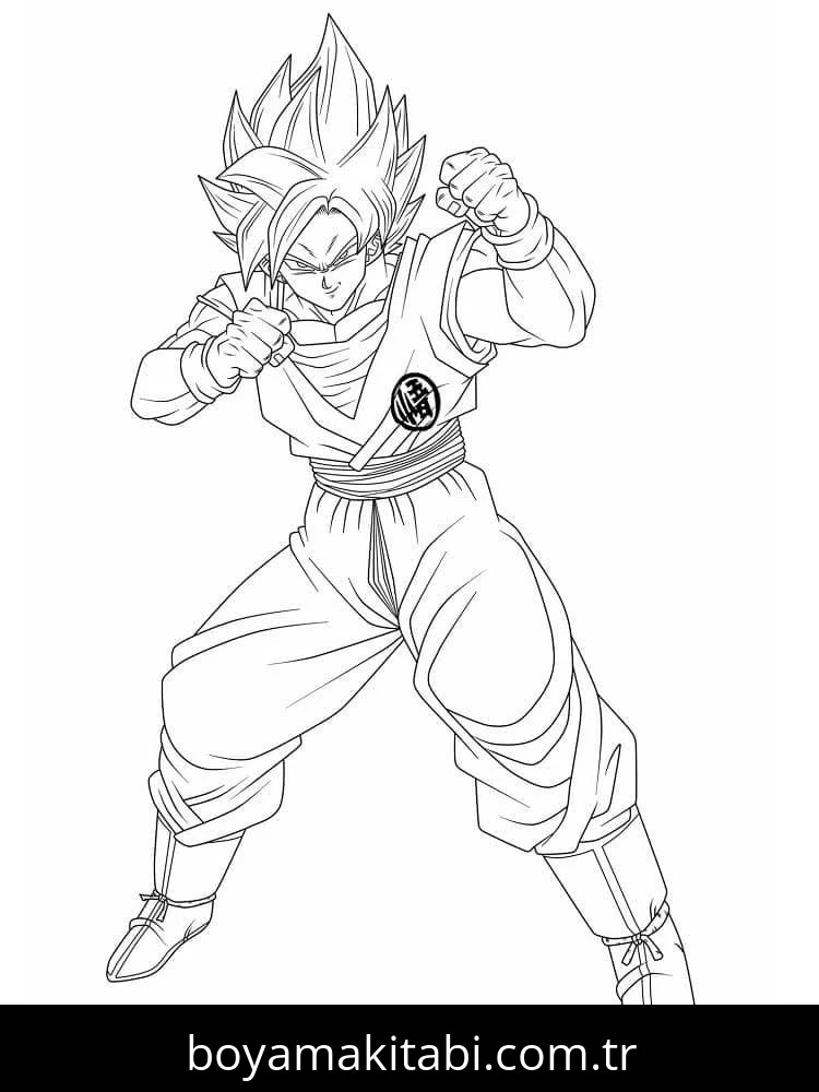 Son Goku boyama sayfası – renkli çizimler, okul öncesi