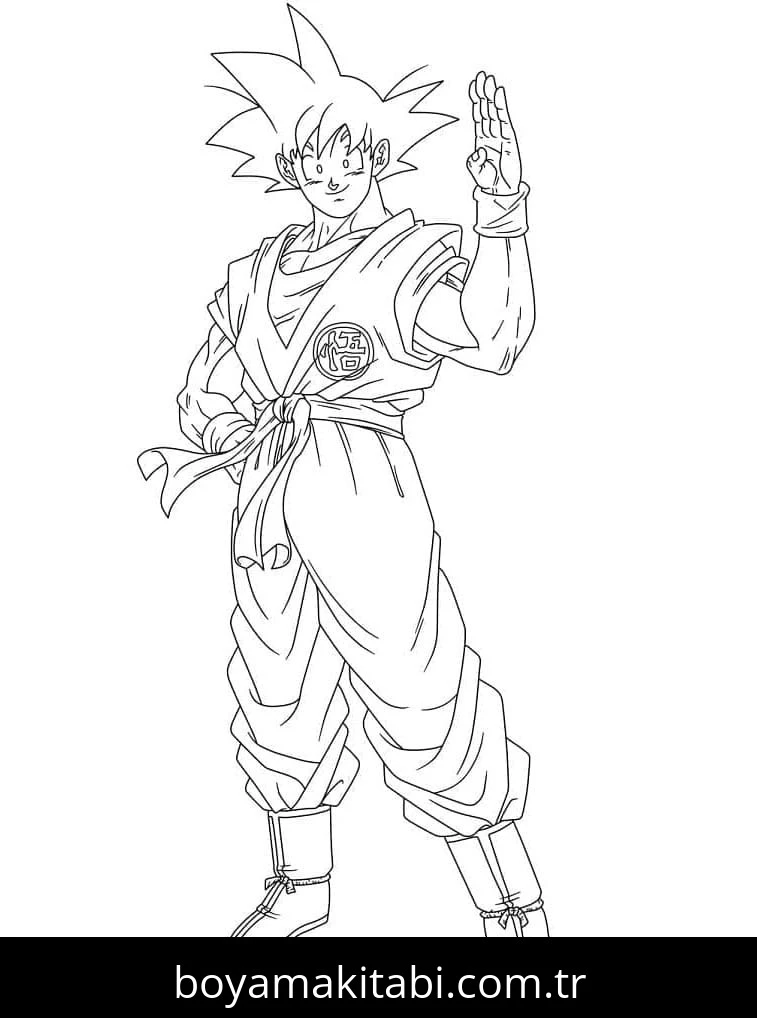 Son Goku boyama sayfası – kolay boyama, eğitici aktivite