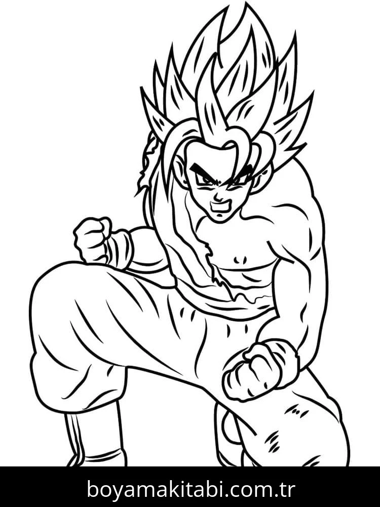 Son Goku boyama sayfası – eğlenceli etkinlik, el becerilerini geliştirir