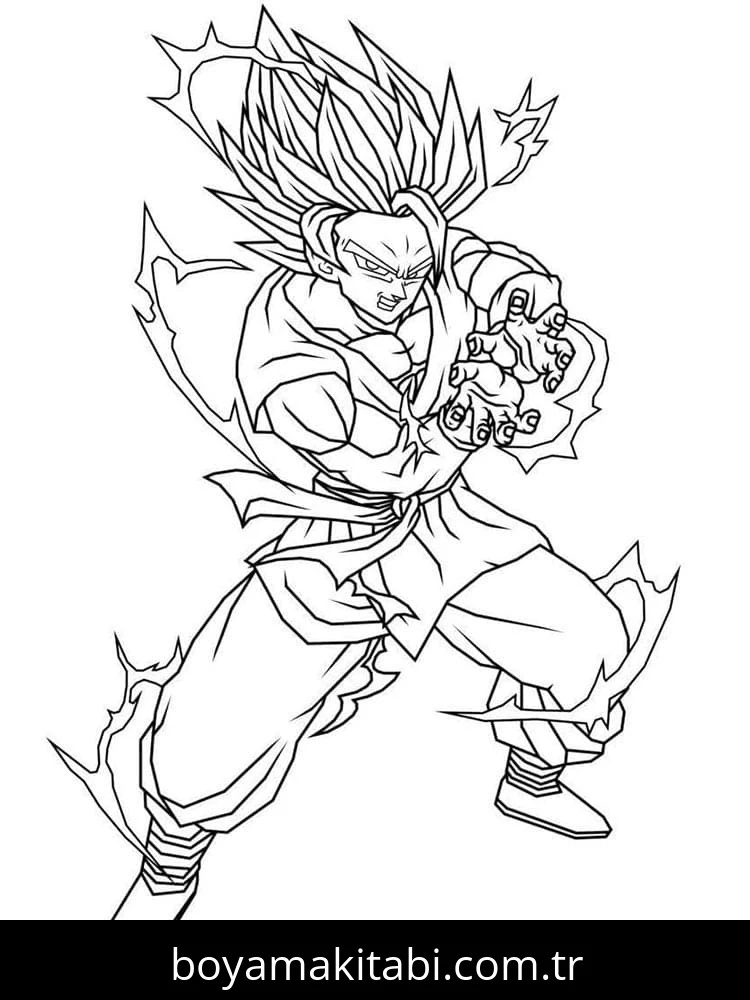 Son Goku boyama sayfası – sevimli karakter, sanatsal çalışma