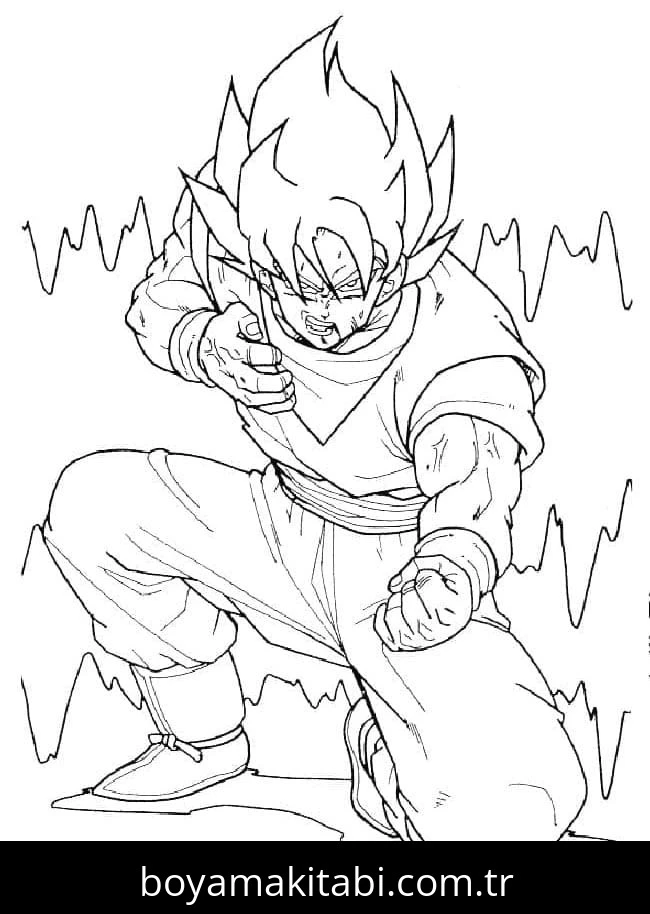 Son Goku boyama sayfası – el becerilerini geliştirir, boyama çalışması