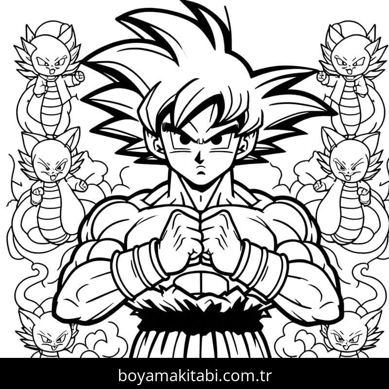 Son Goku boyama sayfası – evde etkinlik, ücretsiz yazdır