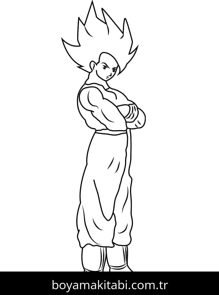 Son Goku boyama sayfası – çocuk aktivitesi, PDF indir