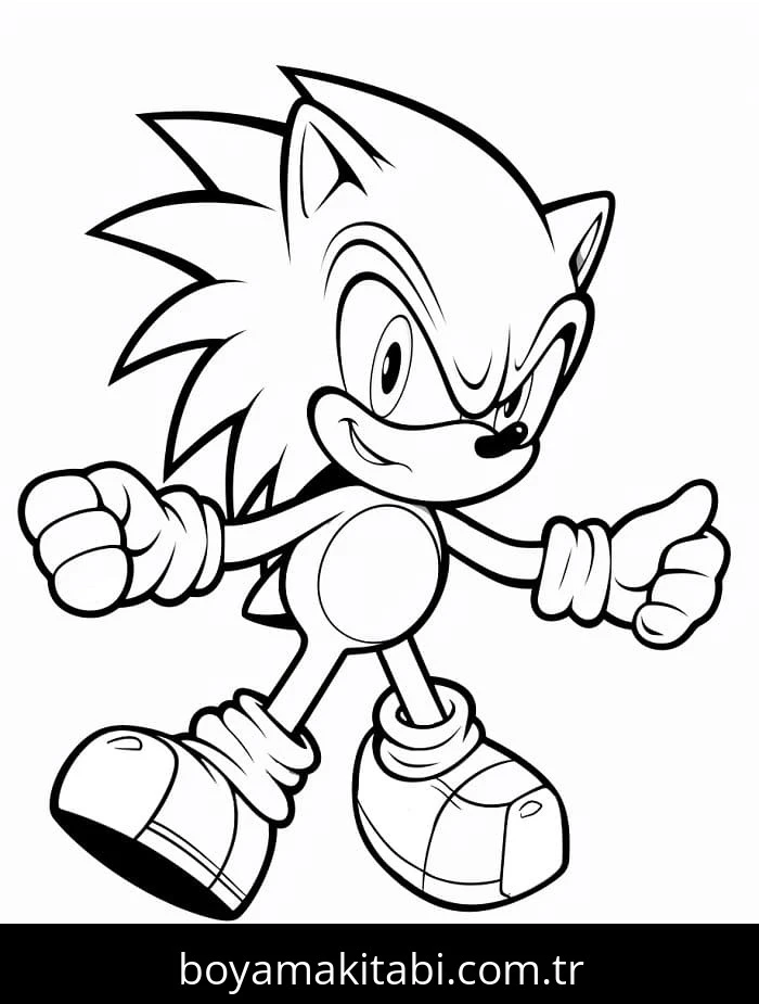 Sonic boyama sayfası – sevimli karakter, sanatsal çalışma