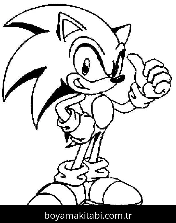Sonic boyama sayfası – çizgi film temalı, basit çizim
