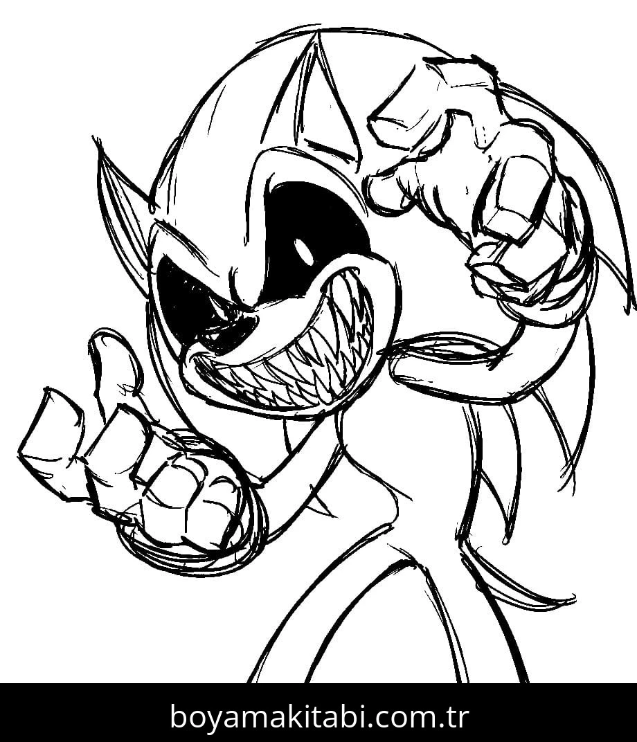 Sonic Exe boyama sayfası – yaratıcılığı geliştirir, keyifli zaman