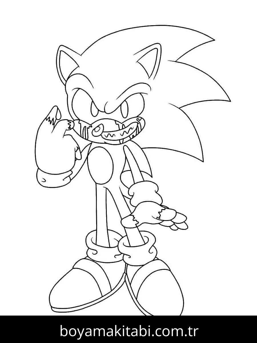 Sonic Exe boyama sayfası – el becerilerini geliştirir, boyama çalışması