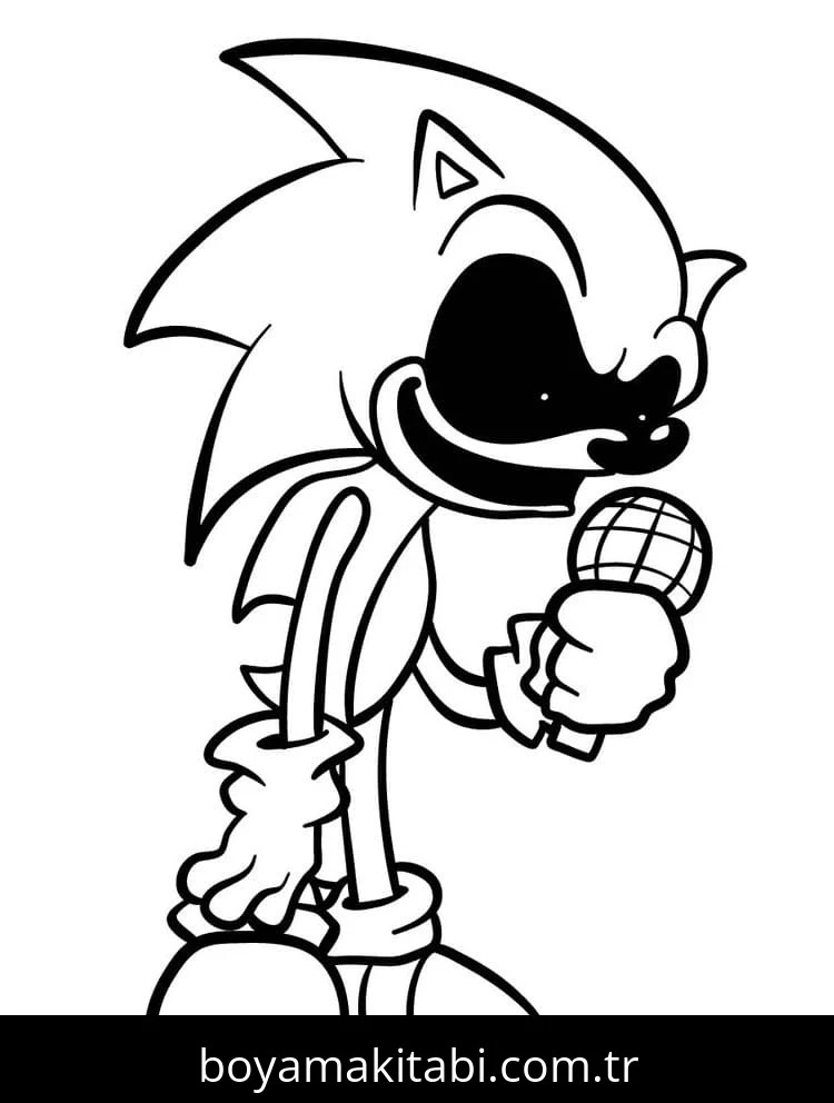 Sonic Exe boyama sayfası – eğitici aktivite, yaratıcılık
