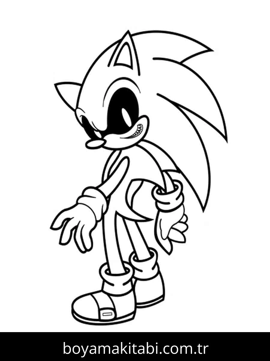Sonic Exe boyama sayfası – çocuk aktivitesi, PDF indir