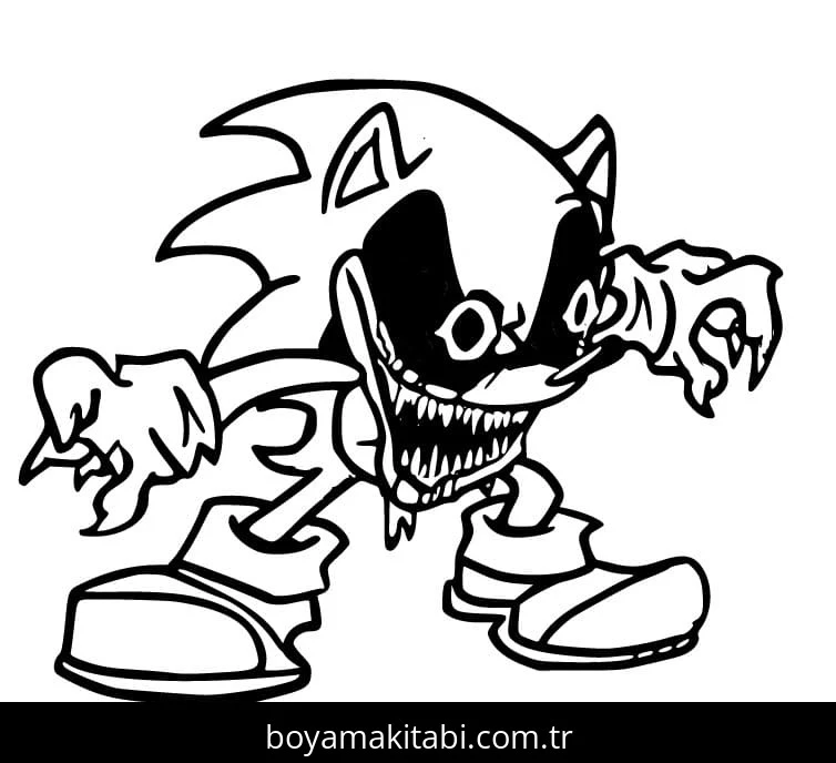 Sonic Exe boyama sayfası – sanatsal çalışma, çocuklar için