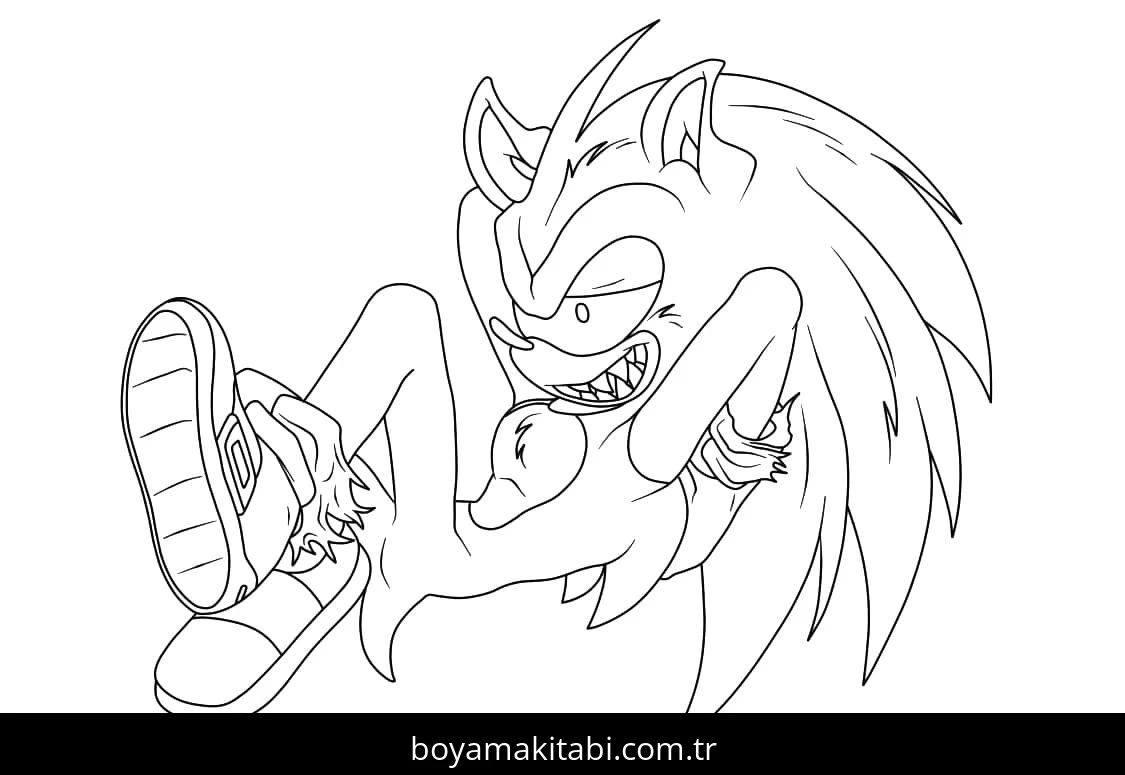Sonic Exe boyama sayfası – kolay boyama, eğitici aktivite