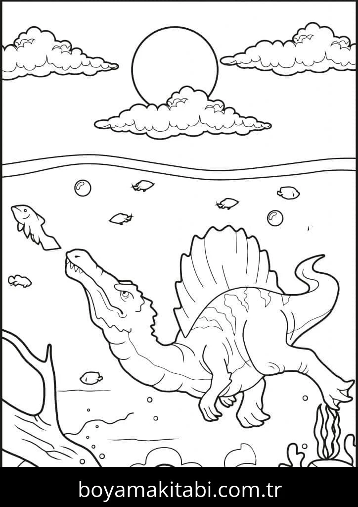 Spinosaurus boyama sayfası – boyama etkinliği, çocuk aktivitesi