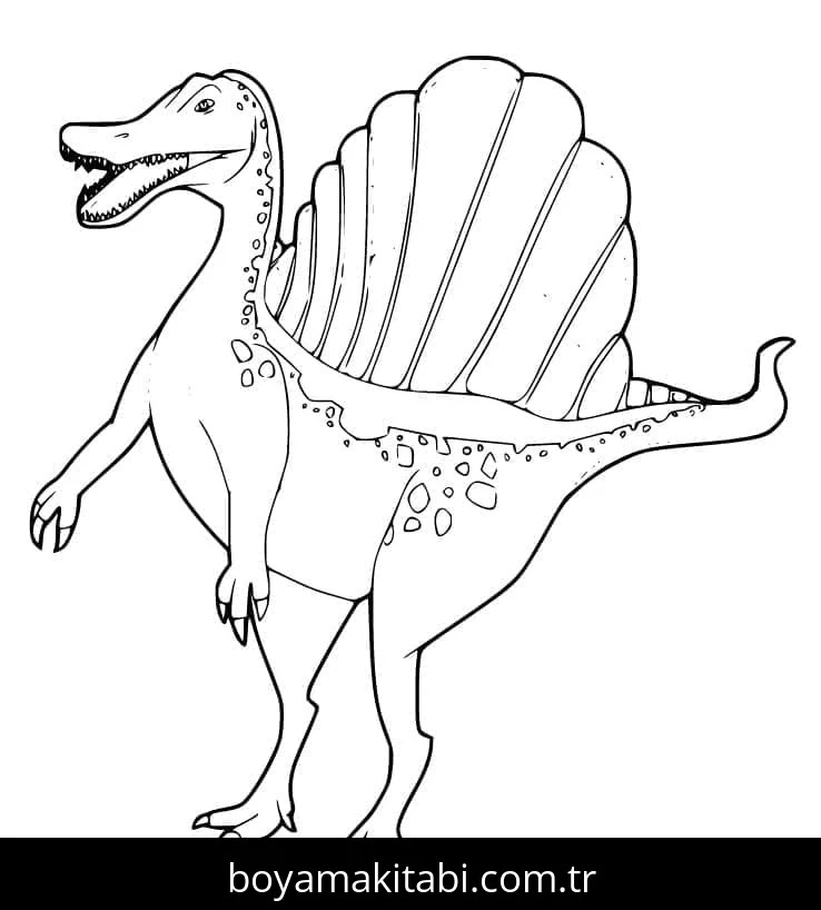 Spinosaurus boyama sayfası – sevimli karakter, sanatsal çalışma