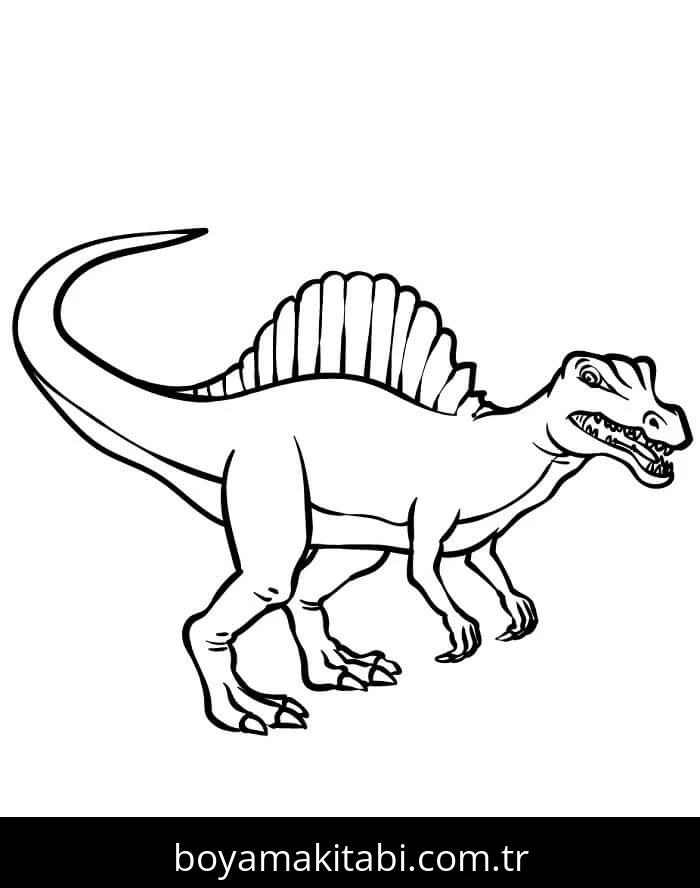 Spinosaurus boyama sayfası – çizgi film temalı, basit çizim