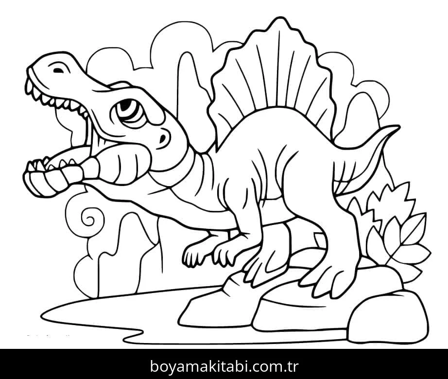 Spinosaurus boyama sayfası – el becerilerini geliştirir, boyama çalışması