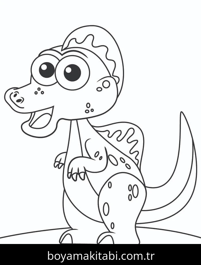 Spinosaurus boyama sayfası – PDF indir, sevimli karakter