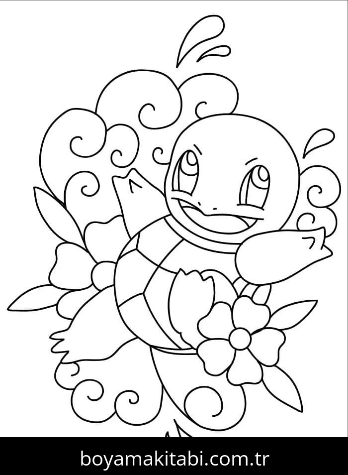 Squirtle boyama sayfası – boyama çalışması, yaratıcılığı geliştirir