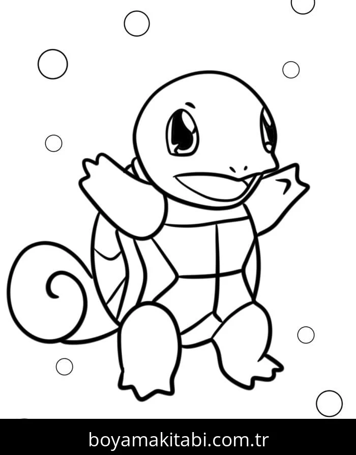 Squirtle boyama sayfası – PDF indir, sevimli karakter