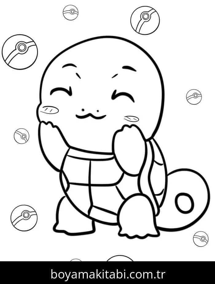 Squirtle boyama sayfası – çizgi film temalı, basit çizim