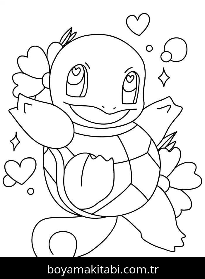 Squirtle boyama sayfası – el becerilerini geliştirir, boyama çalışması