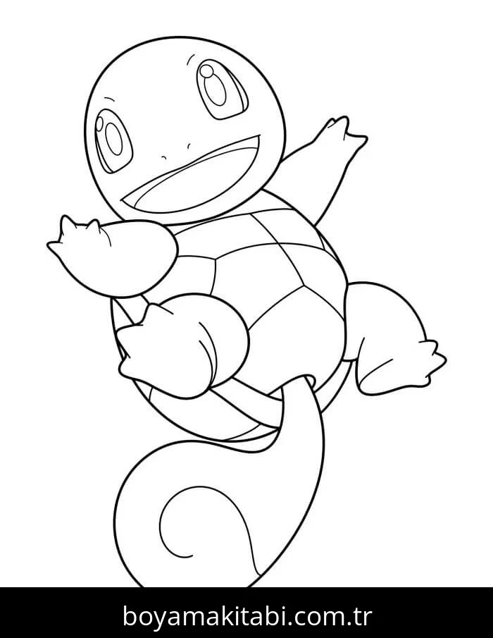 Squirtle boyama sayfası – çocuk aktivitesi, PDF indir