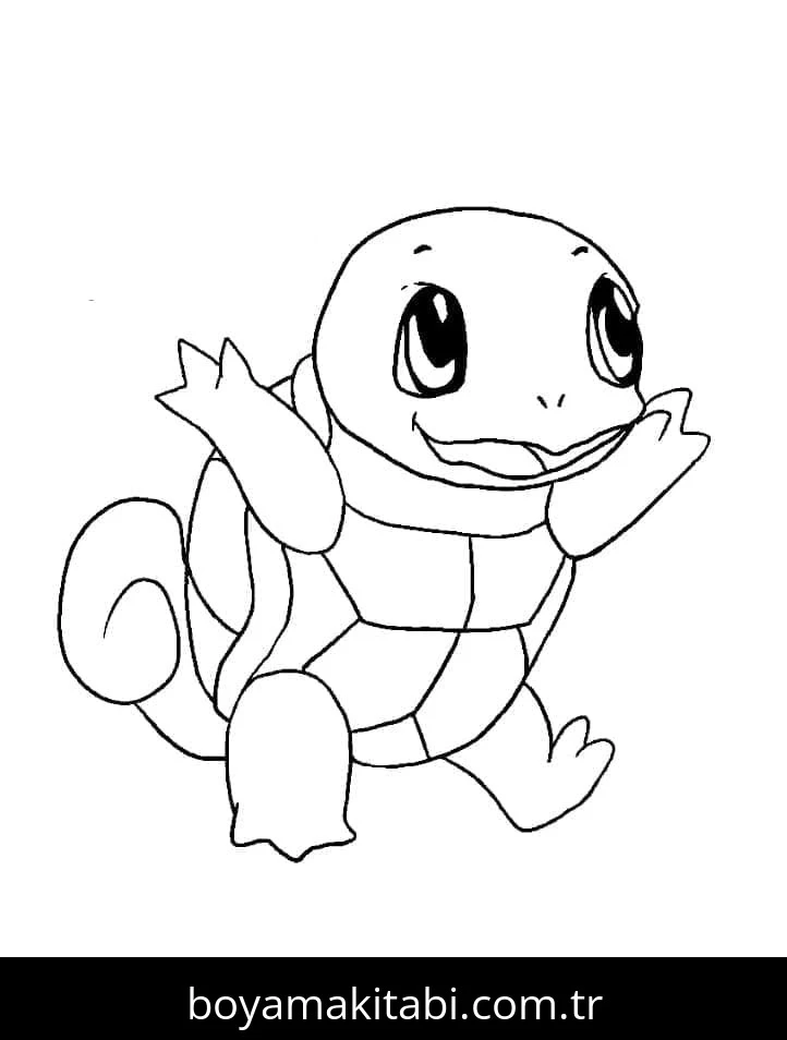 Squirtle boyama sayfası – basit çizim, kolay boyama