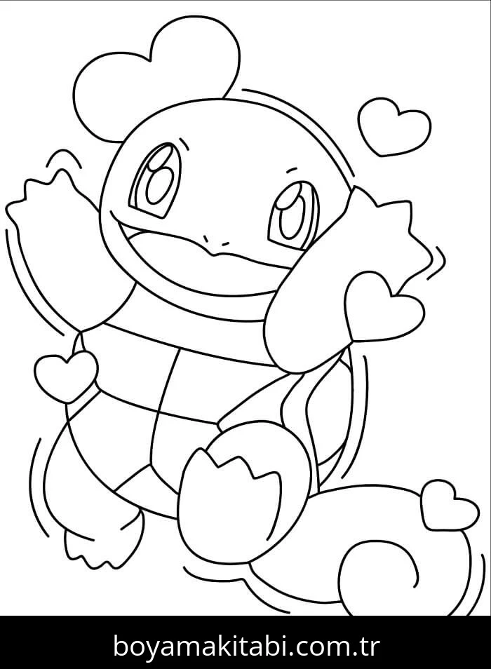 Squirtle boyama sayfası – PDF indir, sevimli karakter