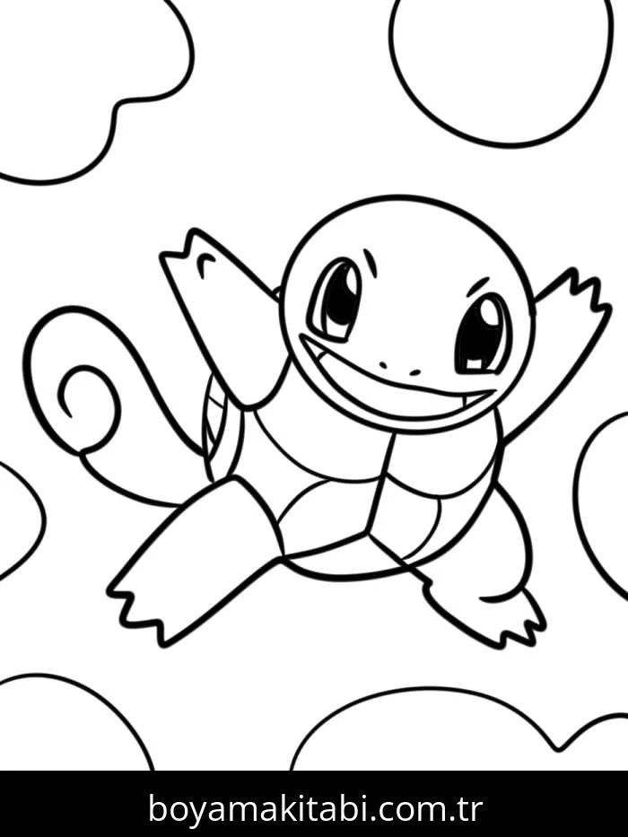 Squirtle boyama sayfası – kolay boyama, eğitici aktivite