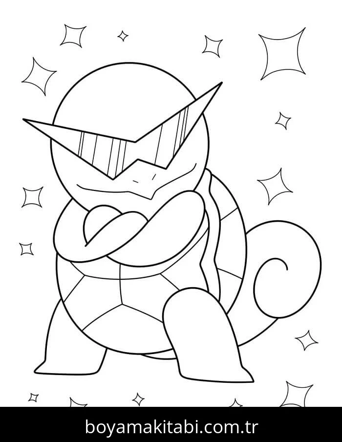 Squirtle boyama sayfası – eğlenceli etkinlik, el becerilerini geliştirir