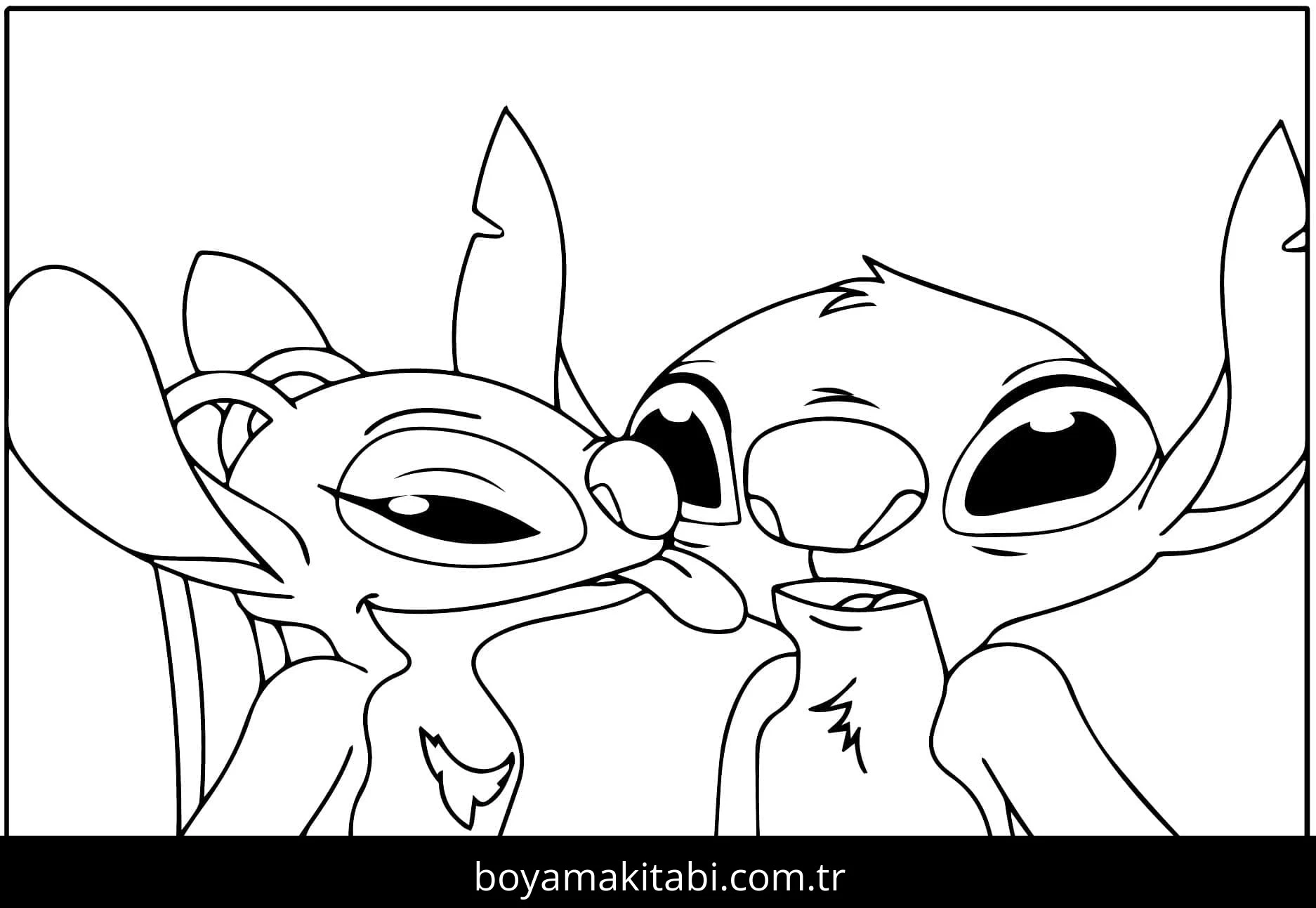 Stitch ve Angel boyama sayfası – çocuklar için, çizgi film temalı
