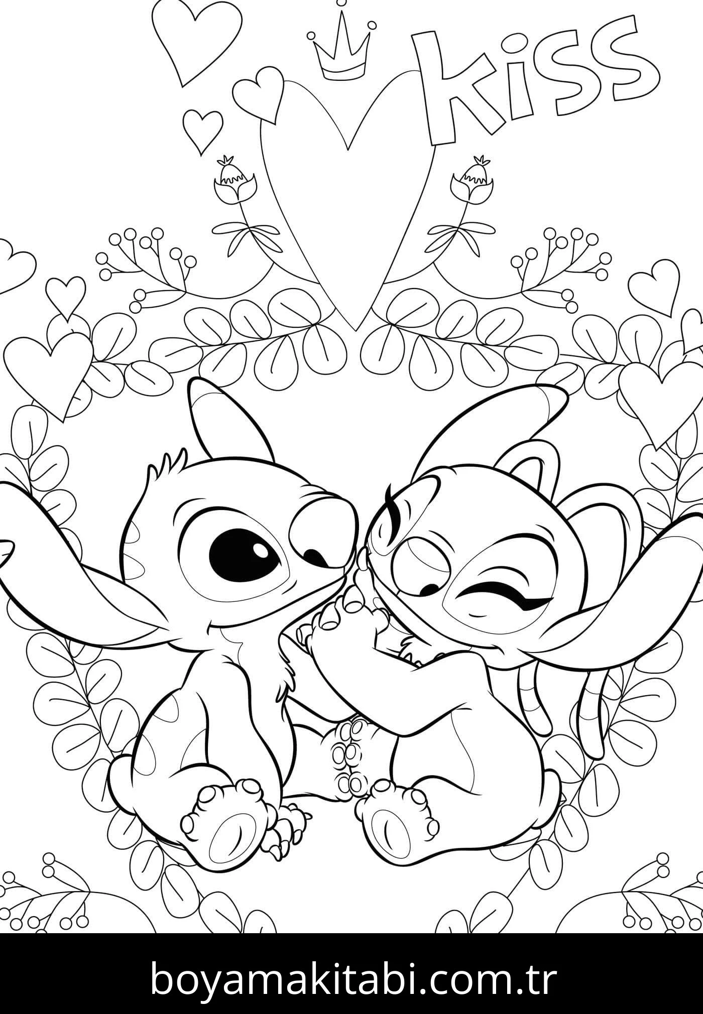 Stitch ve Angel boyama sayfası – yaratıcılık, eğlenceli etkinlik