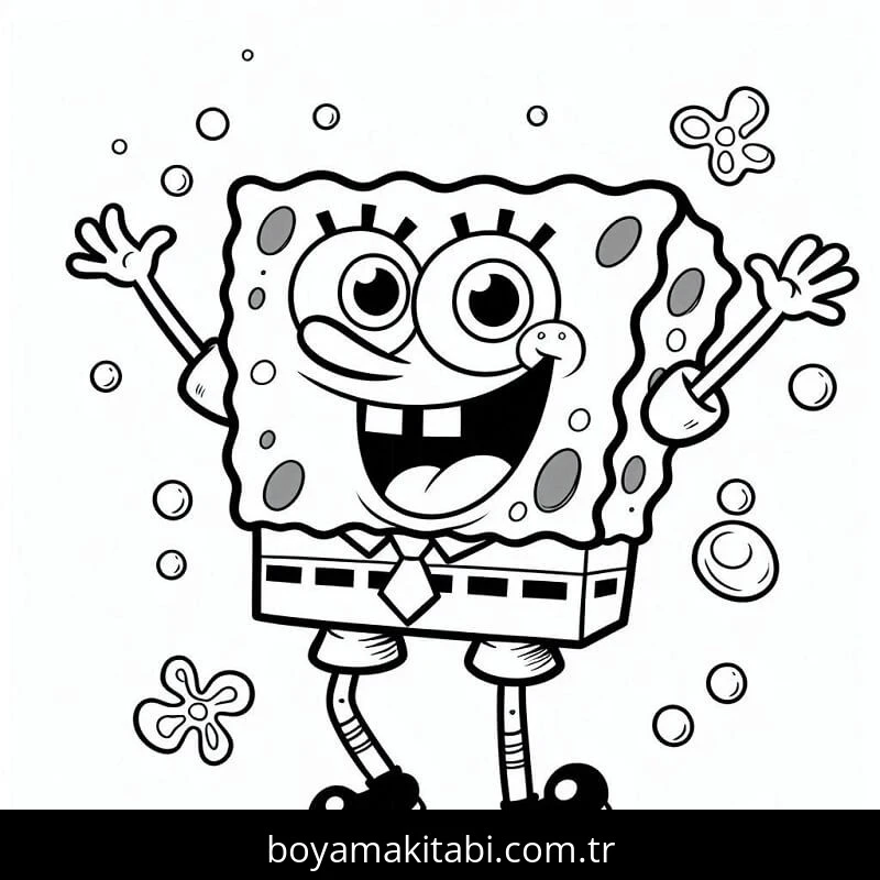 Sünger Bob boyama sayfası – keyifli zaman, renkli çizimler