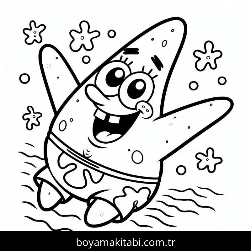Sünger Bob boyama sayfası – basit çizim, kolay boyama