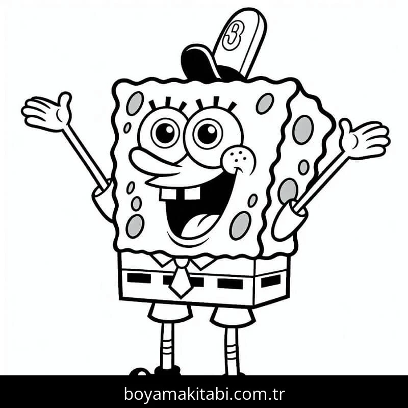 Sünger Bob boyama sayfası – kolay boyama, eğitici aktivite