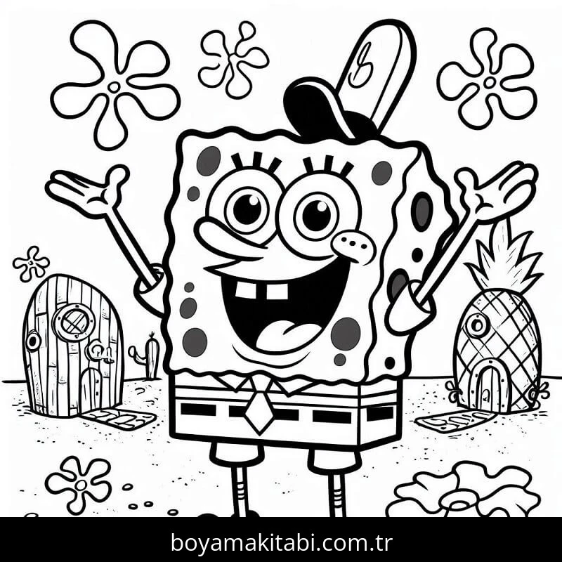 Sünger Bob boyama sayfası – boyama etkinliği, çocuk aktivitesi