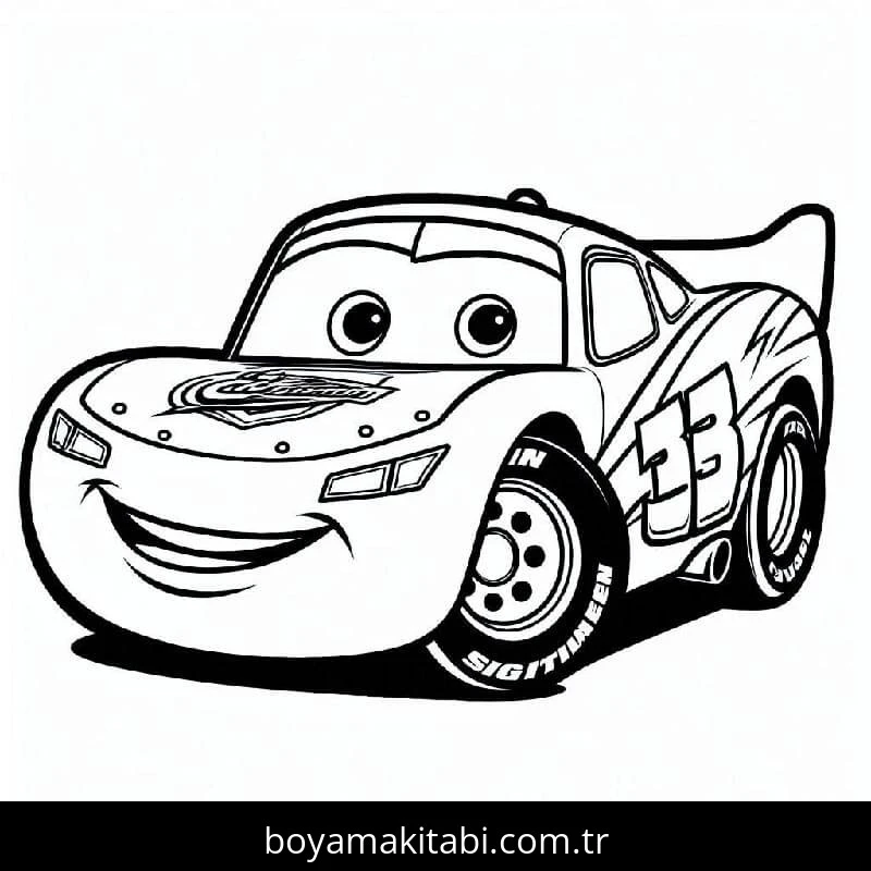 Şimşek McQueen boyama sayfası – el becerilerini geliştirir, boyama çalışması