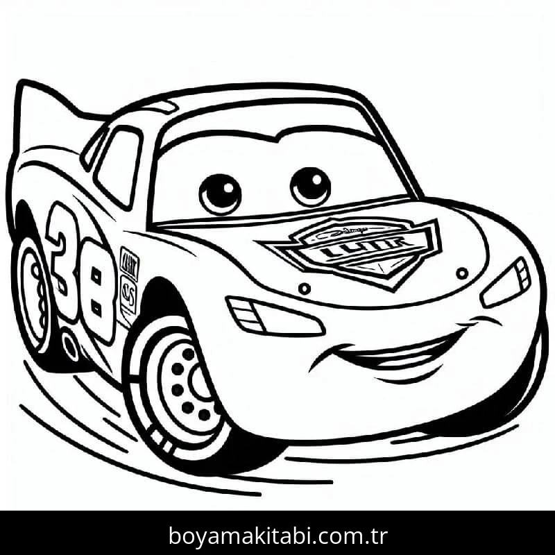 Şimşek McQueen boyama sayfası – çocuklar için, çizgi film temalı