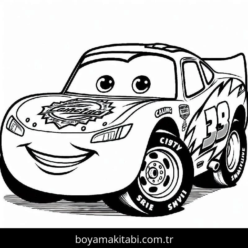 Şimşek McQueen boyama sayfası – sevimli karakter, sanatsal çalışma