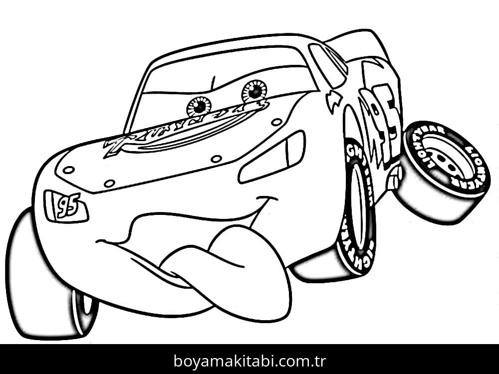 Şimşek McQueen boyama sayfası – çocuk aktivitesi, PDF indir