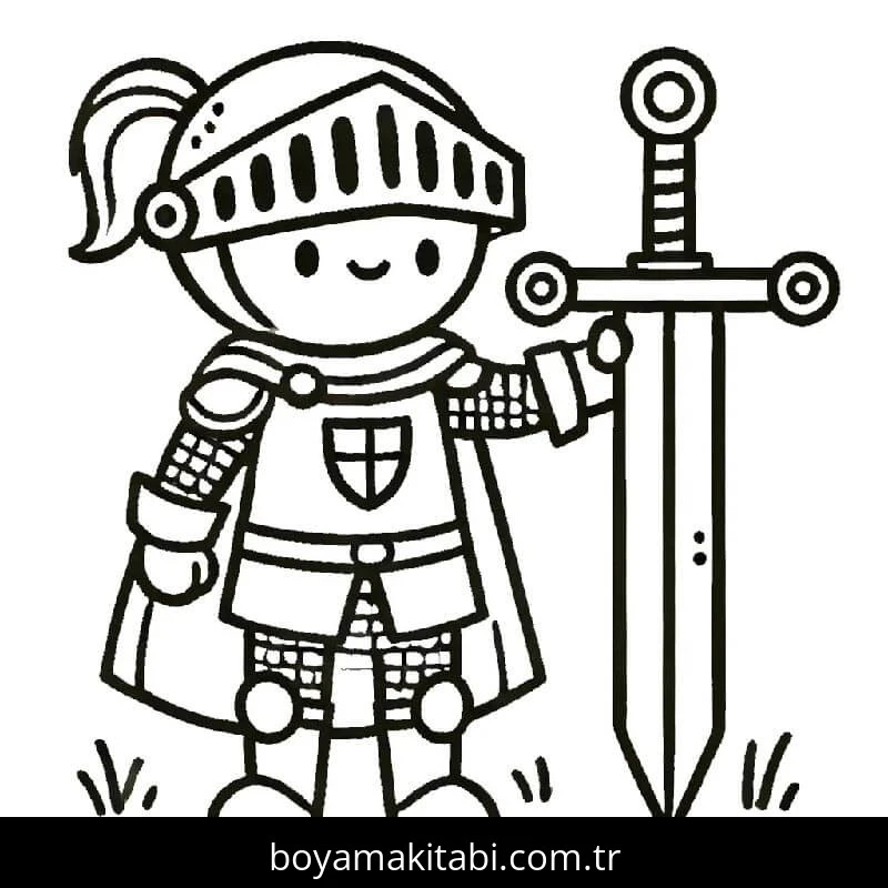 Şövalye boyama sayfası – yaratıcılık, eğlenceli etkinlik